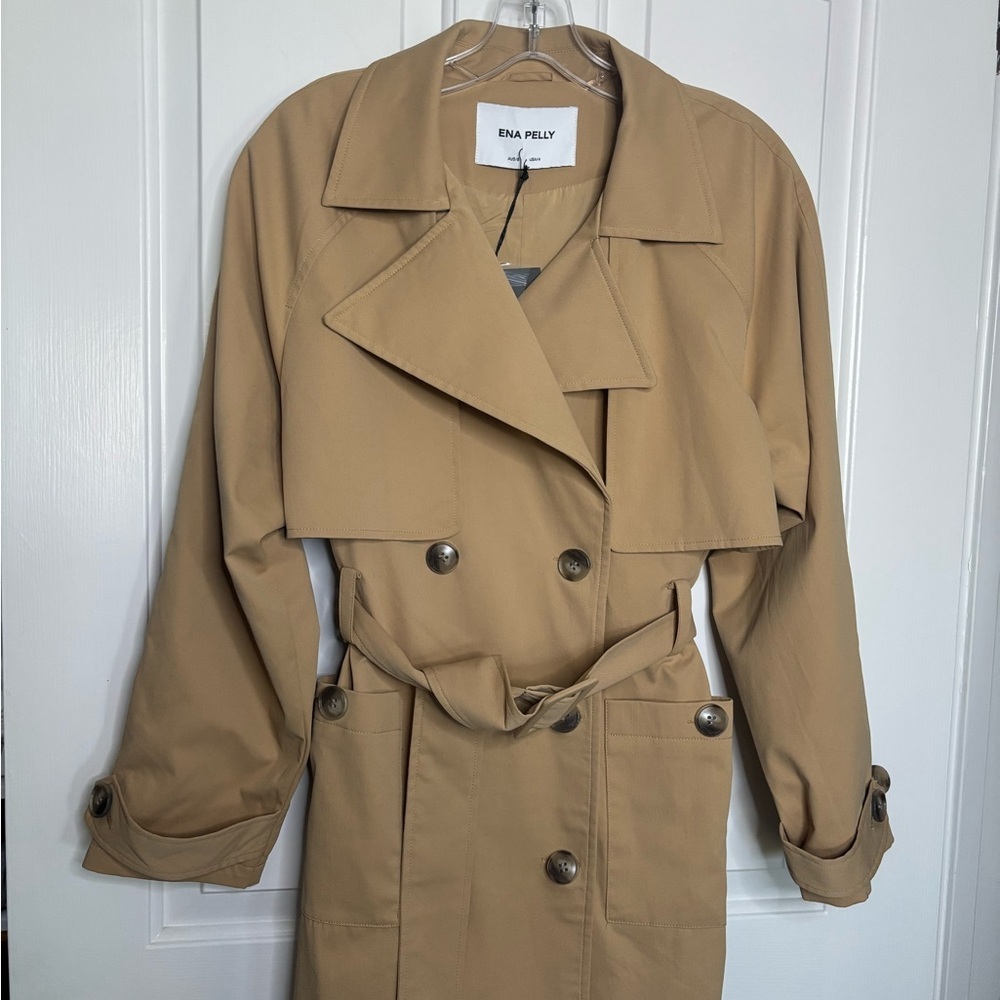 NWT ENA PELLY Carrie Trench Coat with Belt in Camel size 4 - Picture 2 of 12